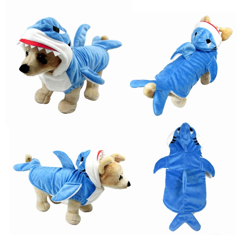 Yoption Puppy Dog Cat Shark Costumes, Funny Pet Halloween Christmas Cosplay Dress, Pet Hoodie Warm Outfits Clothes (L)